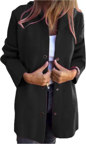 Mmoneyake Casual Jackets for Women Lapel Single Breasted Hooded Jacket Fall Trench Coat Long Sleeve Button Down Shirt Shacket