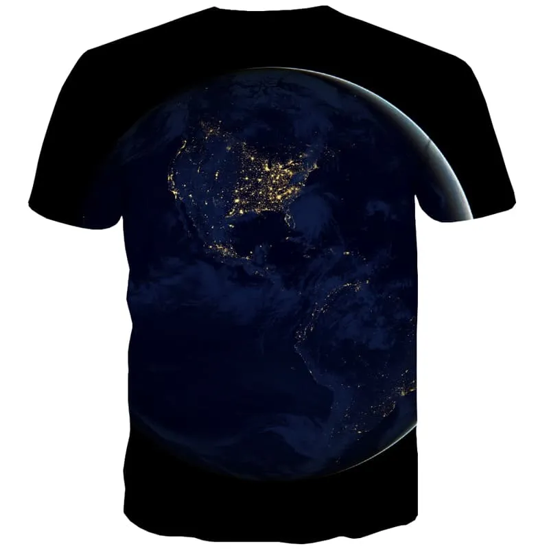 Moon T shirts Men Galaxy T-shirts Graphic Black T-shirts 3d Short Sleeve