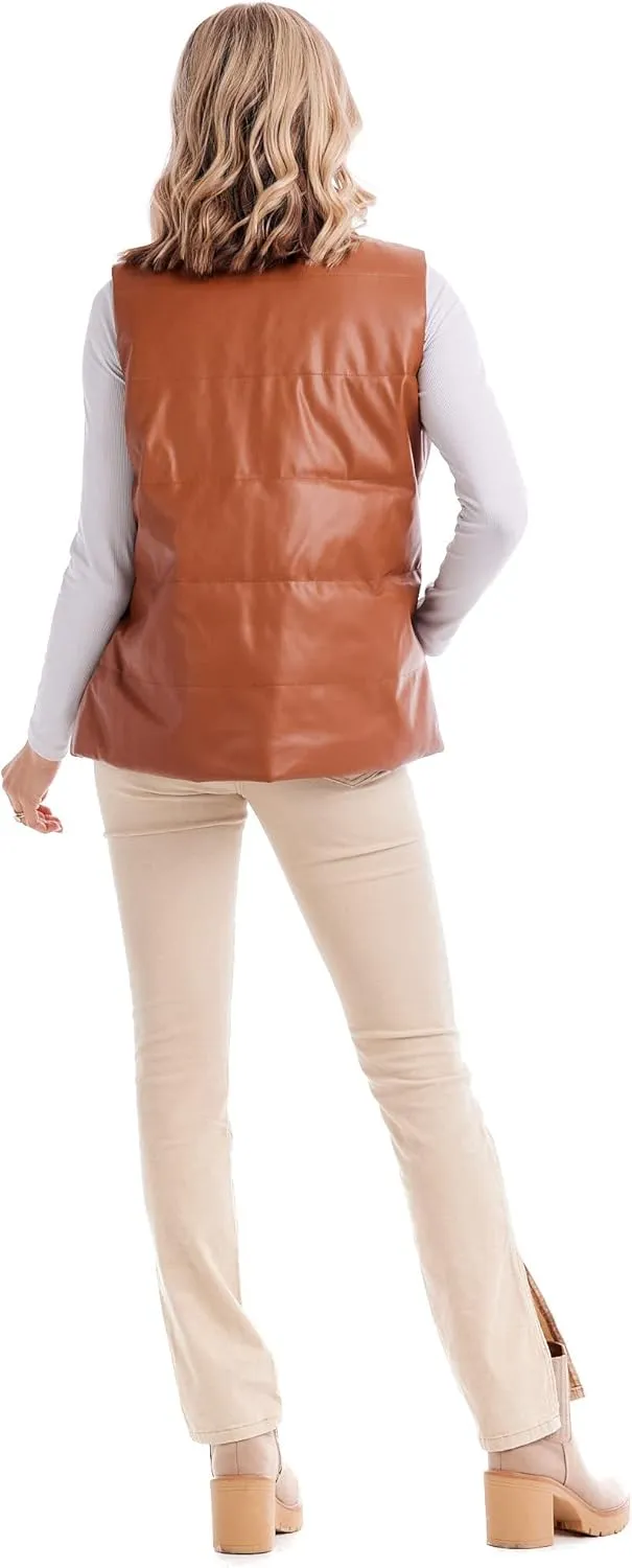 Mud Pie Women's Boyd Faux Leather Vest