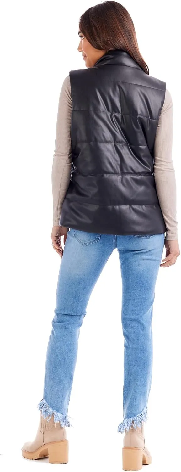 Mud Pie Women's Boyd Faux Leather Vest