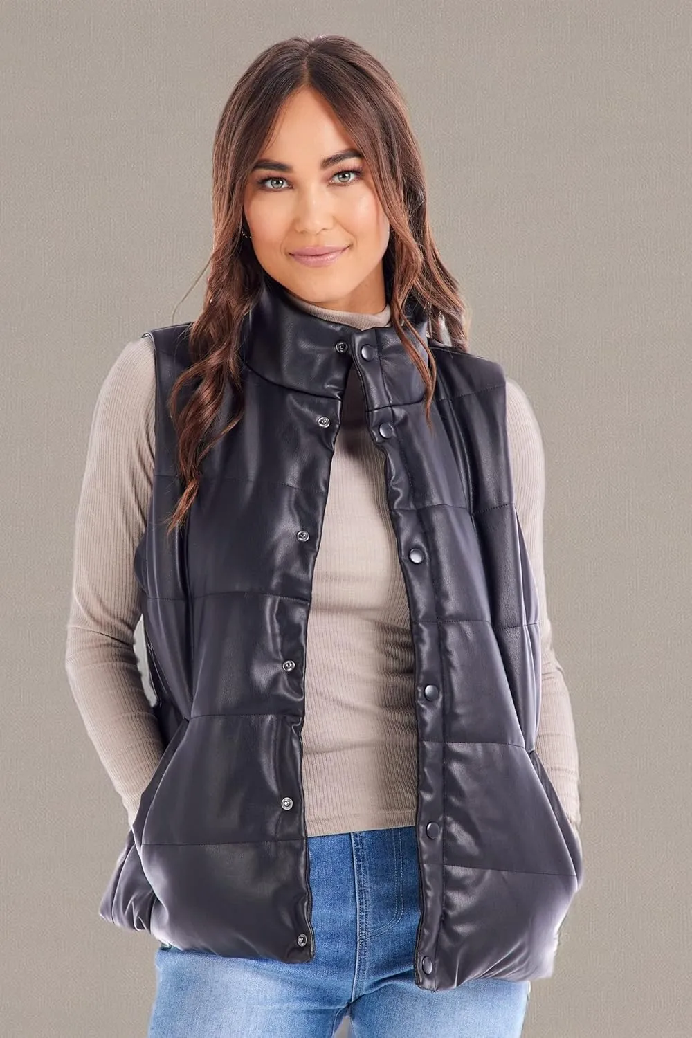 Mud Pie Women's Boyd Faux Leather Vest