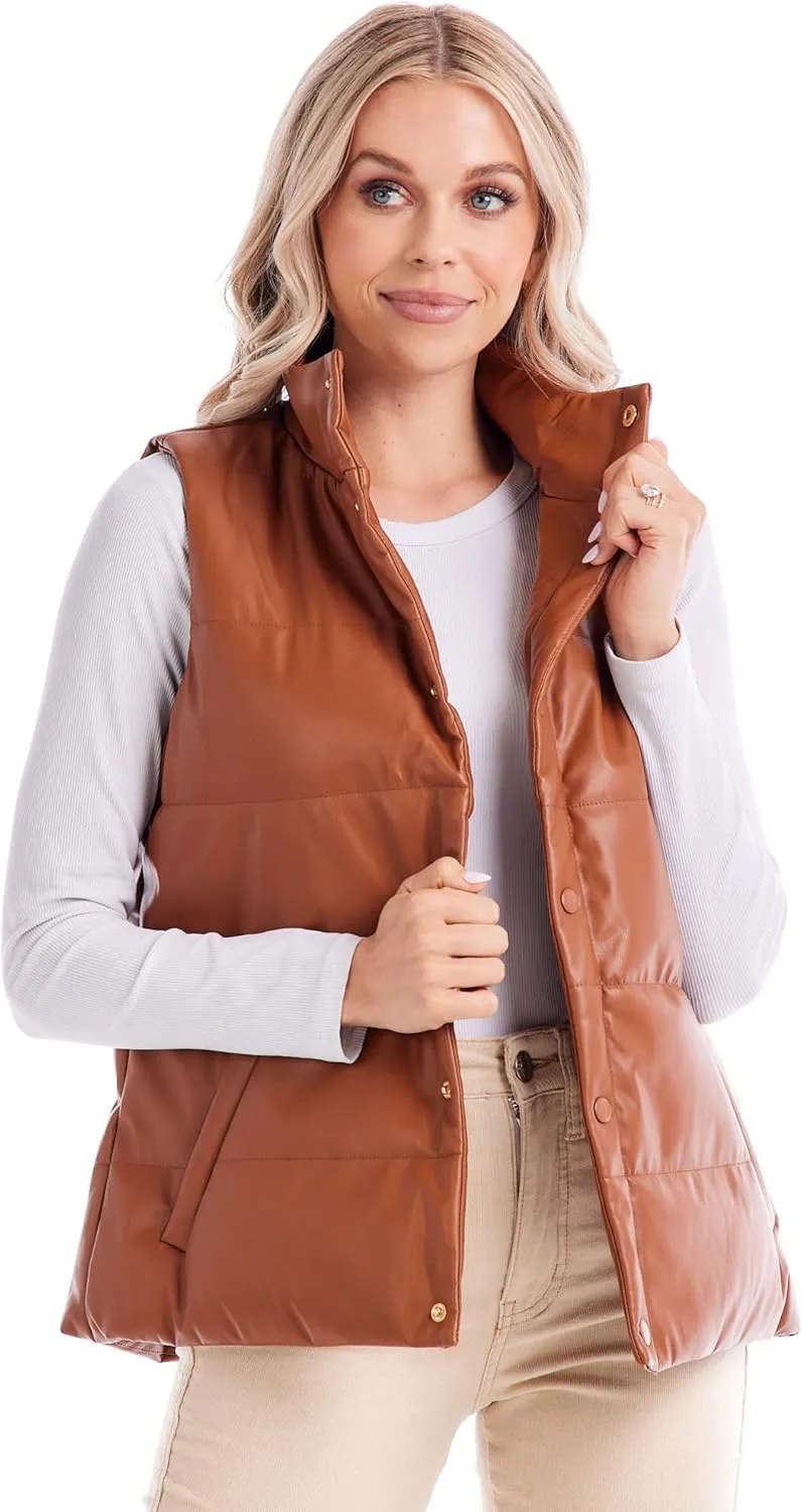 Mud Pie Women's Boyd Faux Leather Vest