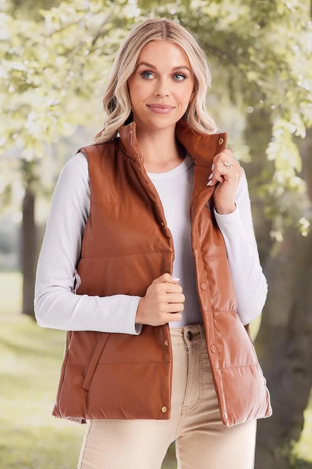 Mud Pie Women's Boyd Faux Leather Vest
