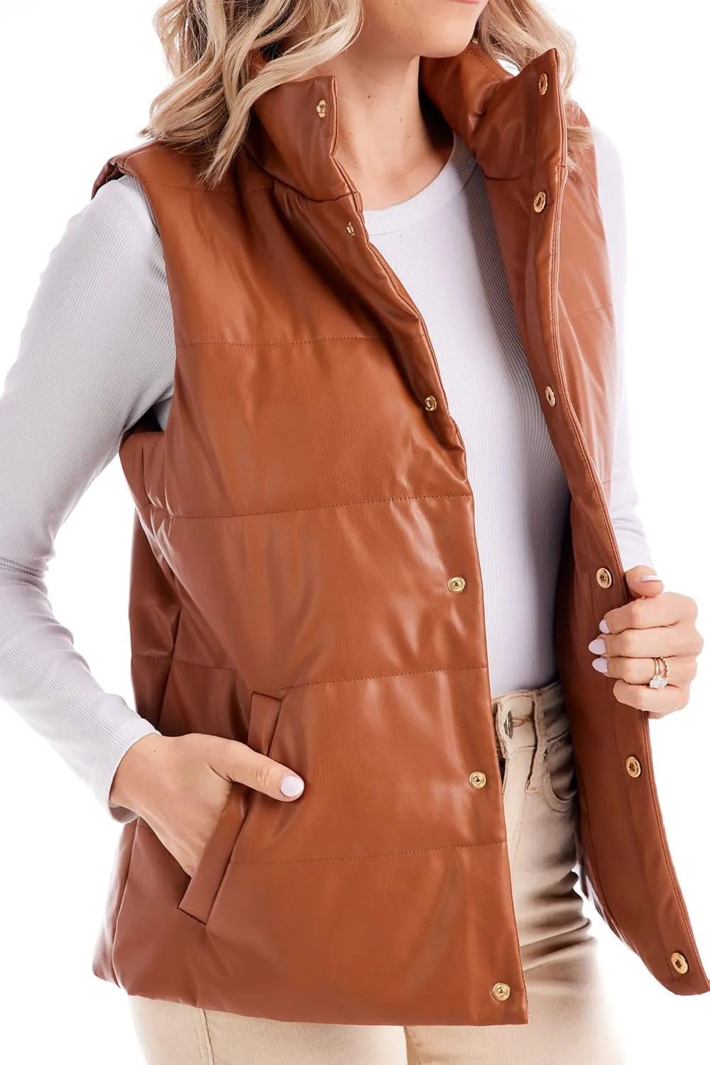 Mud Pie Women's Boyd Faux Leather Vest