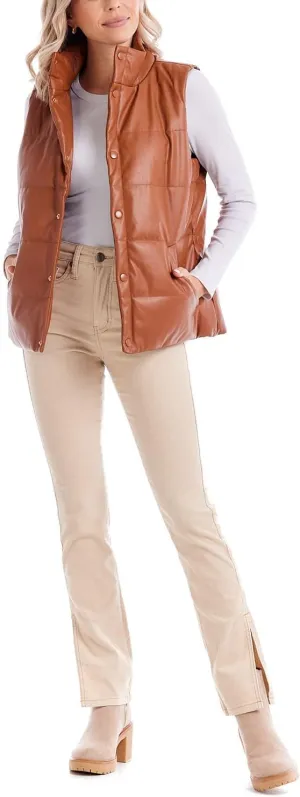 Mud Pie Women's Boyd Faux Leather Vest