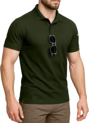 NY Threads Mens Polo Shirt Short Sleeves Quick Dry Performance Tactical Pique Jersey Golf Shirt