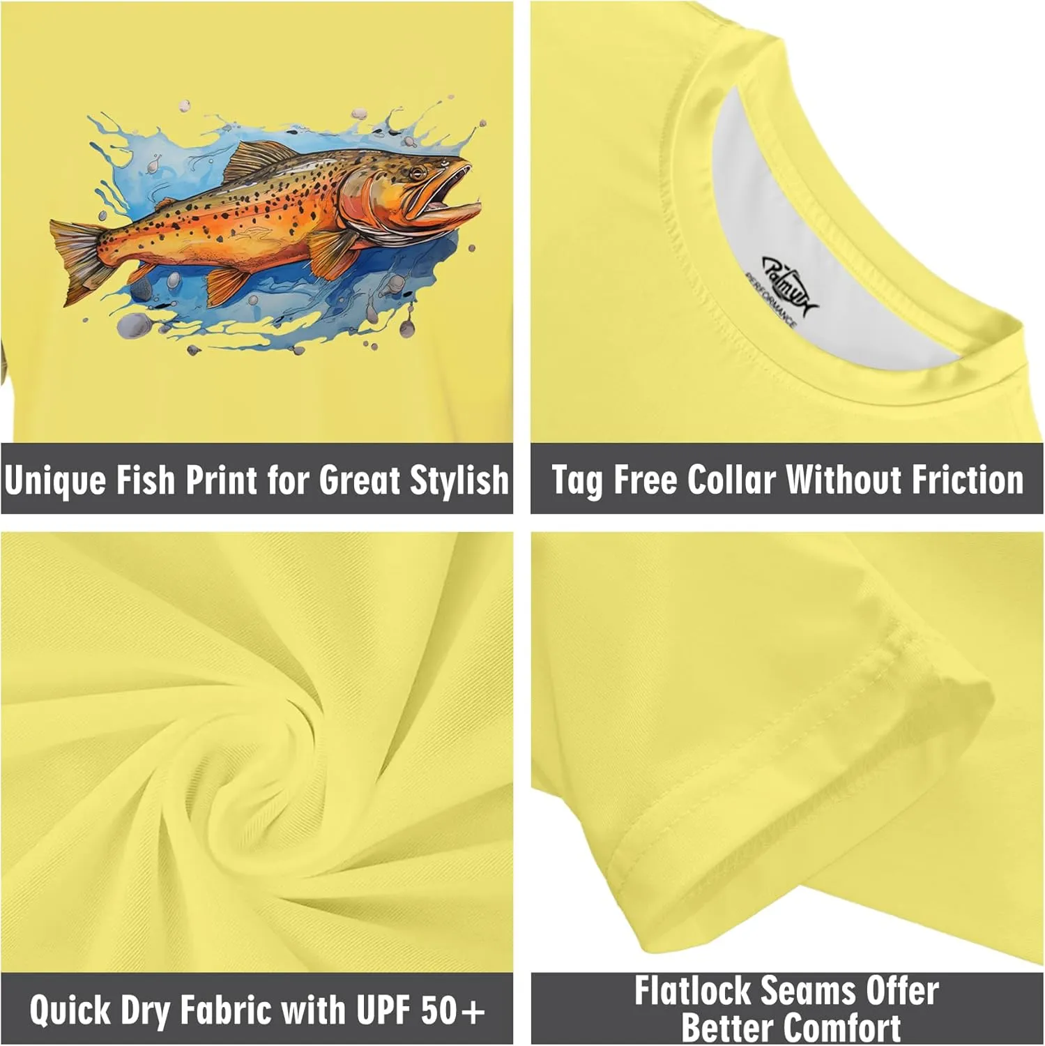 Palmyth Boys Fishing Shirt Short Sleeve UPF 50  Youth T-Shirt Sun Protection Tee