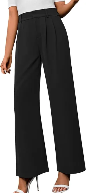 Pants for Women, High Waist Baggy Trousers Straight Leg Slacks Wide Leg Pants