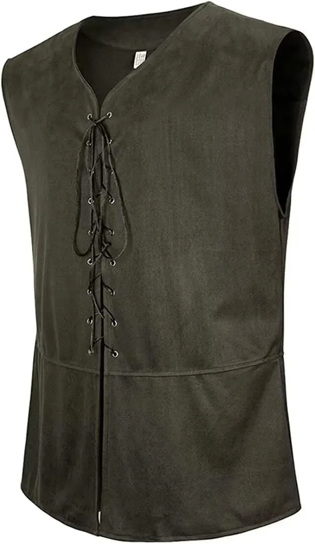 Pirate Vest Viking Costume Men Medieval Retro Renaissance Gothic Victorian Halloween Vintage