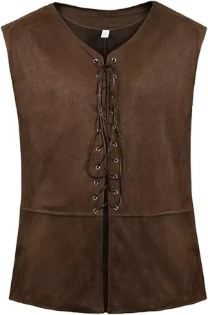 Pirate Vest Viking Costume Men Medieval Retro Renaissance Gothic Victorian Halloween Vintage