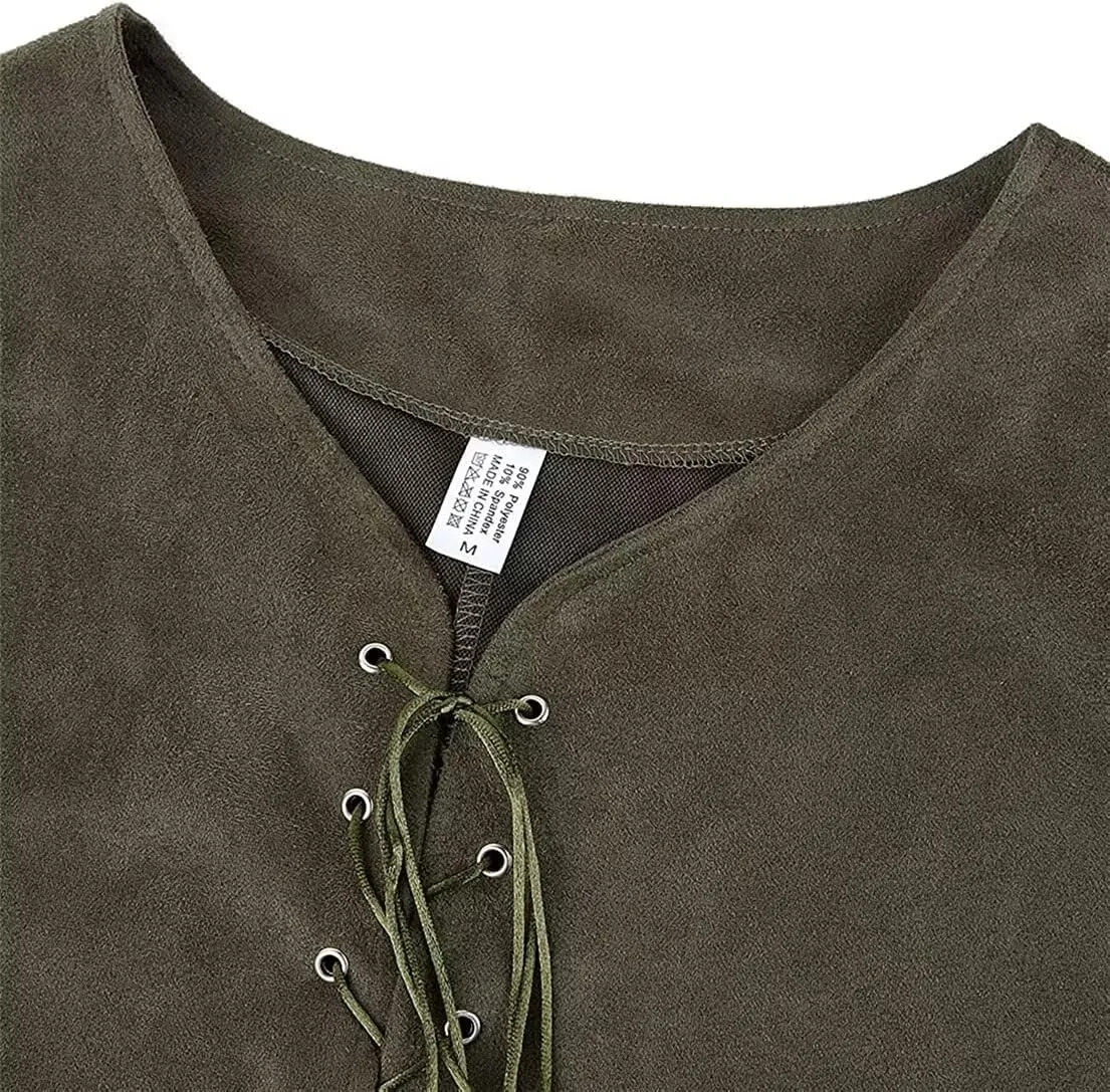 Pirate Vest Viking Costume Men Medieval Retro Renaissance Gothic Victorian Halloween Vintage