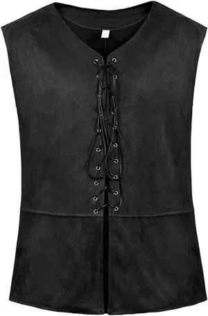 Pirate Vest Viking Costume Men Medieval Retro Renaissance Gothic Victorian Halloween Vintage