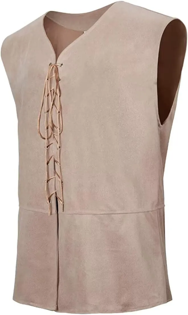Pirate Vest Viking Costume Men Medieval Retro Renaissance Gothic Victorian Halloween Vintage