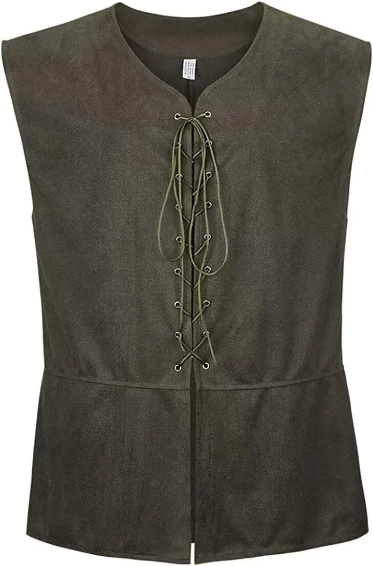 Pirate Vest Viking Costume Men Medieval Retro Renaissance Gothic Victorian Halloween Vintage