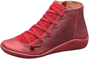 Platform Boots for Women Ankle Black Dress Booties for Women Mens Casual Boots Leather Pointed Toe Bootie for Women Keep Warm Flat Bottom Slip on Pointed Toe Leather Casual