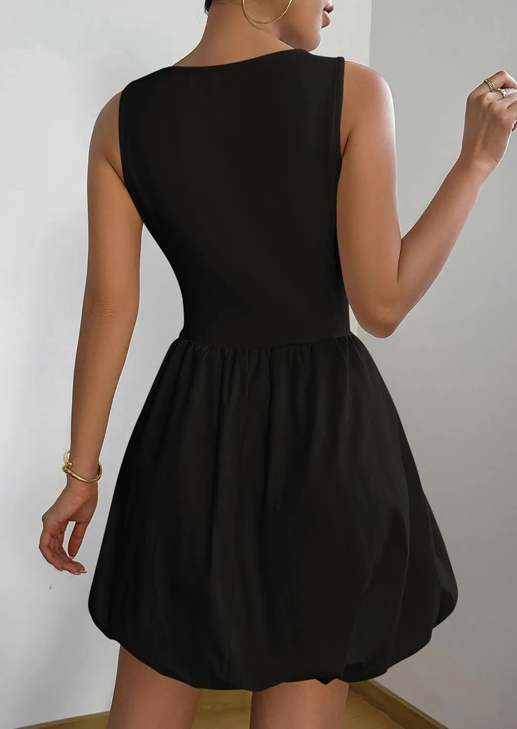 PRETTYGARDEN Summer Dresses for Women 2025 Casual Sleeveless Tank Mini Short Dress Crew Neck Bubble Sundress with Pockets