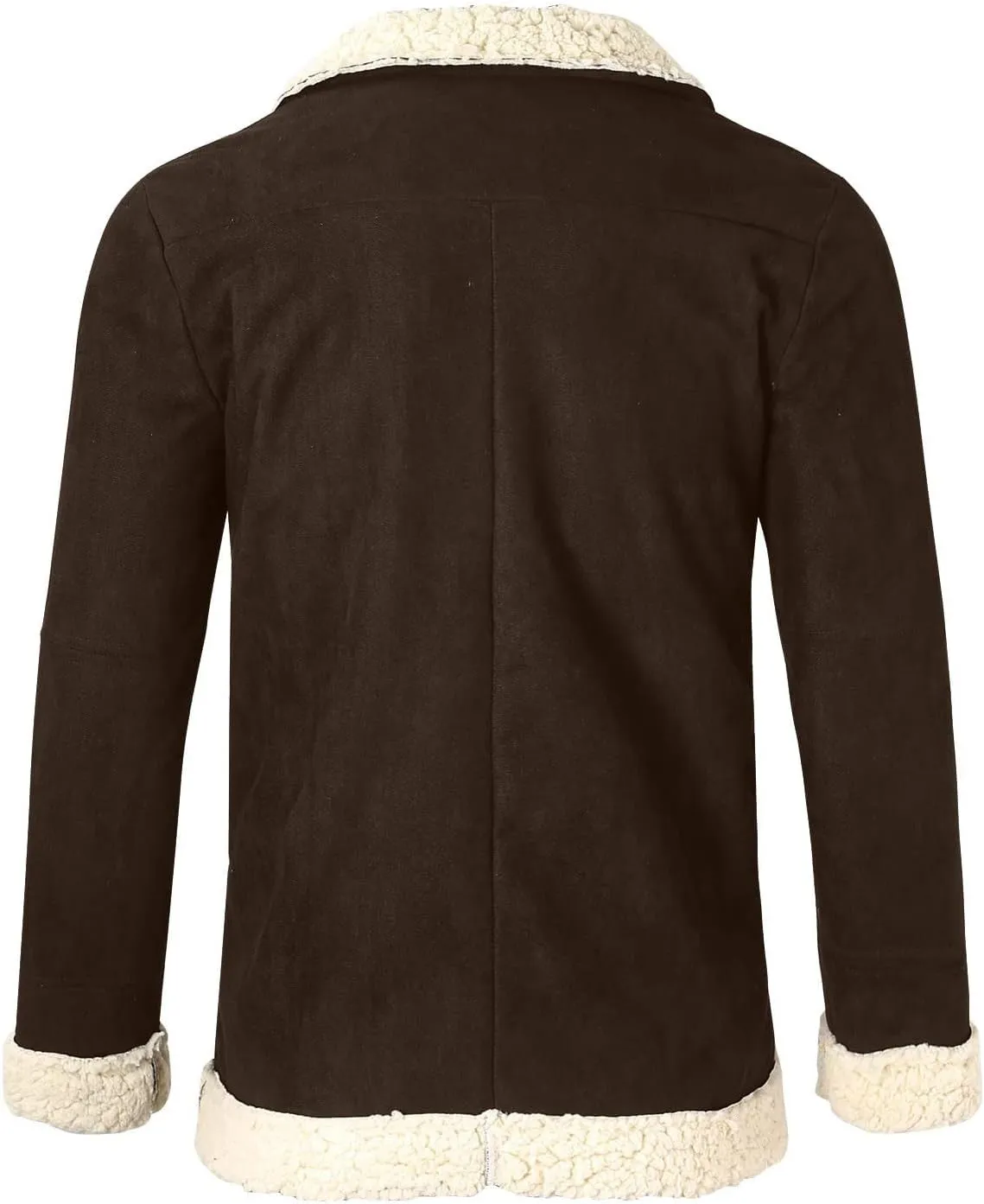 Puffy Jackets Winter Coat For Men Faux Suede Fur Jacket Lapel Heavyweight Thicken Thermal Sherpa Lined Overcoat