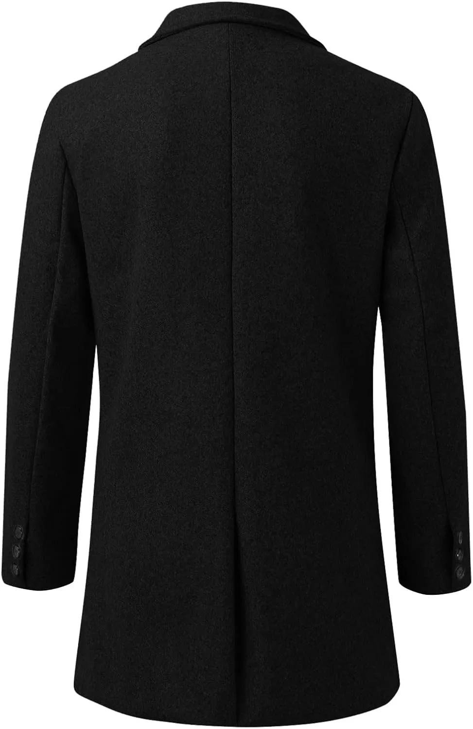 QWENTMTNTY Wool Pea Coats for Men Winter Slim Fit Casual Single Breasted Trench Coat Mid-Length Thermal Business Peacoat