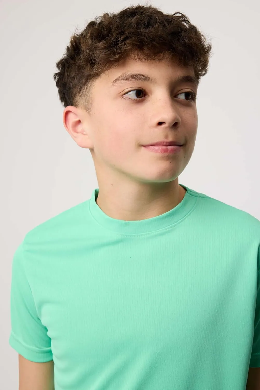 Real Essentials 5 Pack: Youth Mesh Moisture Wicking Active Athletic Performance Short-Sleeve T-Shirt Boys & Girls