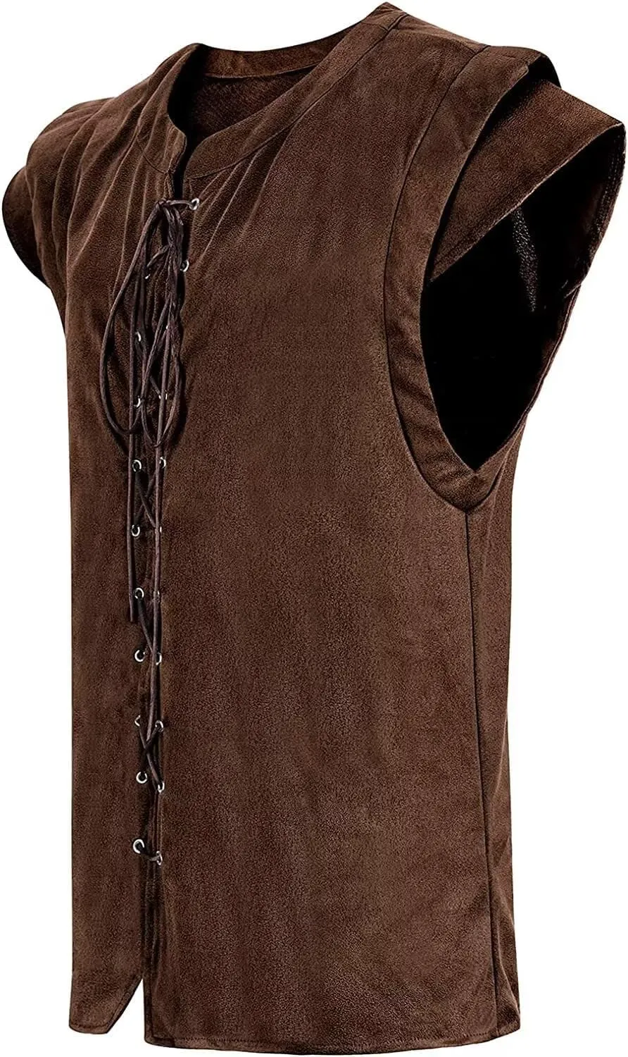Renaissance Pirate Vest Viking Costume Men Medieval Retro Gothic Victorian Halloween Vintage Festival