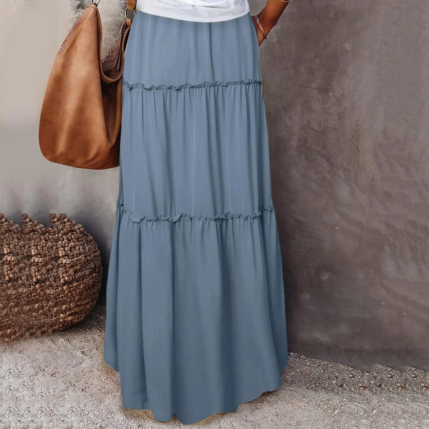 Retro Long Skirt for Women Floral Print Boho Long Skirts with Pockets Women Long Skirt Elasticated High Waist Skirt Long