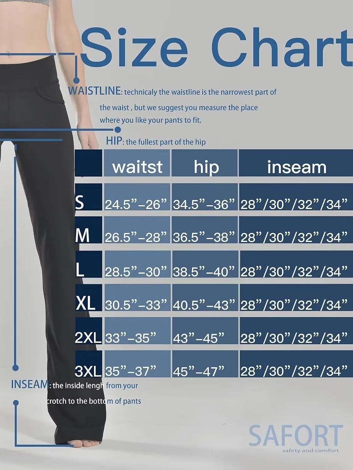 Safort 28" 30" 32" 34" Inseam Regular Tall Bootcut Yoga Pants Flared Leg Dress Pants with Pockets for Casual