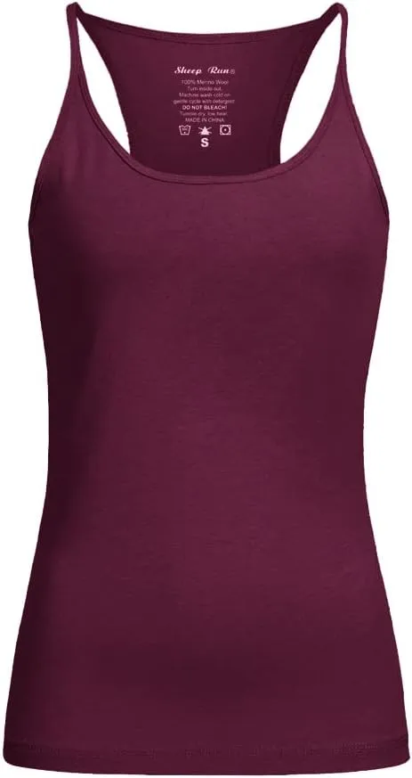 SHEEP RUN Merino Wool Camisole Racerback Tank Top Yoga Shirt Breathable Light-Weight Shirt