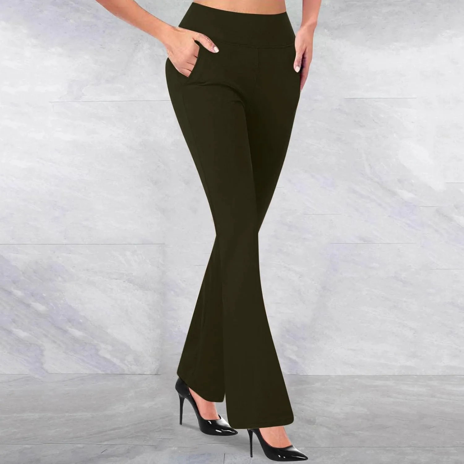 Slacks for Women 2025 Stretchy Office Pants High Waisted Business Work Pants with Pockets Casual Summer Trousers