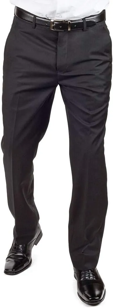 Slim Fit Men's Solid Suit Pants Trouser Flat Front No Pleats Dress Slacks