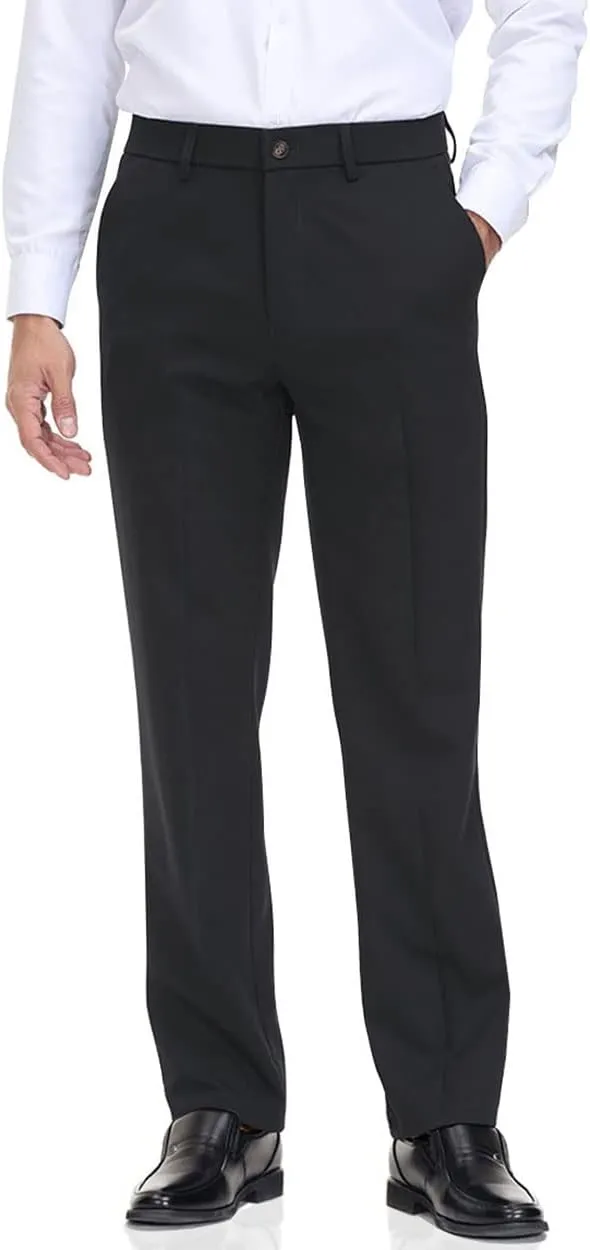Soojun Men's Classic Fit Flex Waist Flat Front Dress Pant