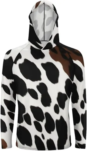 Sun Protection Shirt Long Sleeve Hoodie Animal Skin Cow Lightweight Rash Guard Quick Dry Sun Shirt for Outdoor
