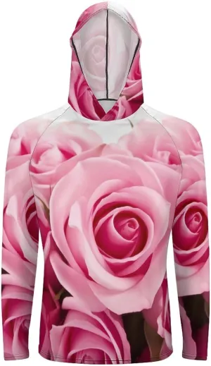 Sun Protection Shirt Long Sleeve Hoodie Rose Lightweight Rash Guard Quick Dry Sun Shirt for Outdoor