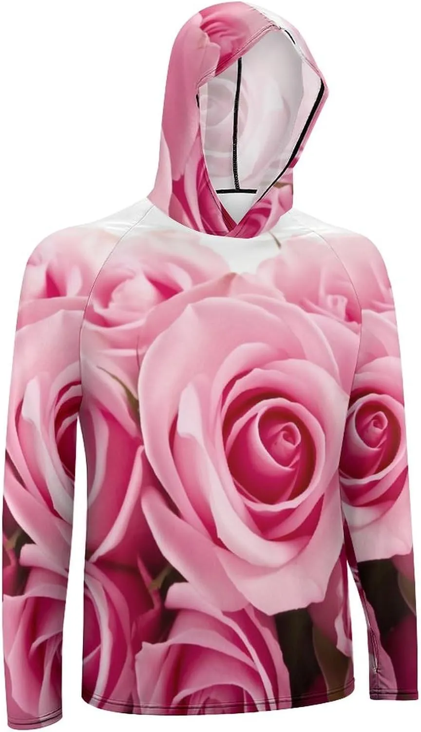 Sun Protection Shirt Long Sleeve Hoodie Rose Lightweight Rash Guard Quick Dry Sun Shirt for Outdoor