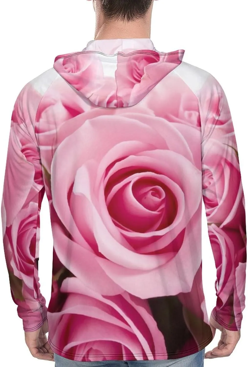 Sun Protection Shirt Long Sleeve Hoodie Rose Lightweight Rash Guard Quick Dry Sun Shirt for Outdoor