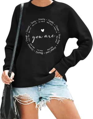 SUPEYA You are Inspiration Sweatshirt Women Christian TShirt Cute Heart Long Sleeve Blessed Saying Tops
