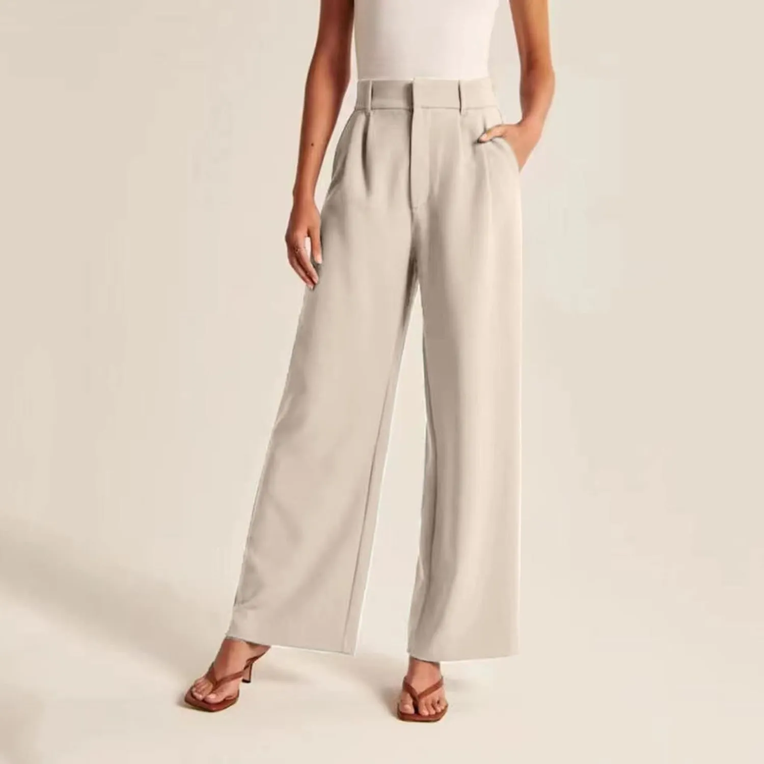 Sweatpants Women Business Summer Tummy Control Casual Solid High Waist Dress Pants Trouser Pants Comfortable Flowy