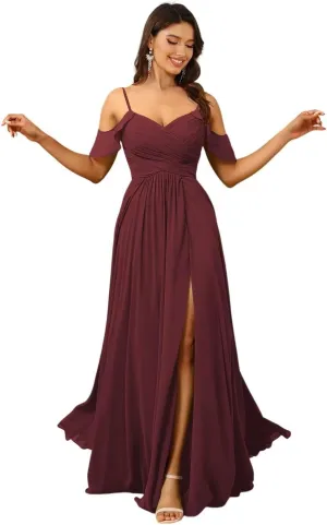 Ternlm Off Shoulder Bridesmaid Dress Chiffon Wedding Guest Dresses Spaghetti Evening Formal Gown for Women TN223A