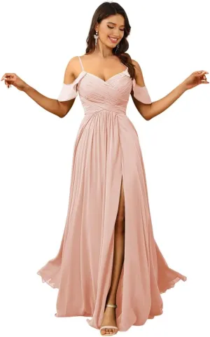 Ternlm Off Shoulder Bridesmaid Dress Chiffon Wedding Guest Dresses Spaghetti Evening Formal Gown for Women TN223A