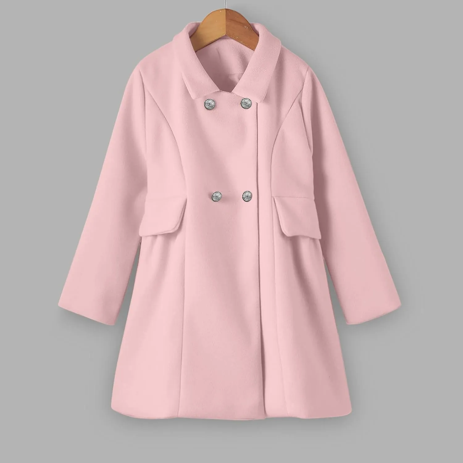 Toddler Baby Girls Classic Wool Blend Coat Winter Double Breasted Trench Coat Outwear Pea Coat Jacket