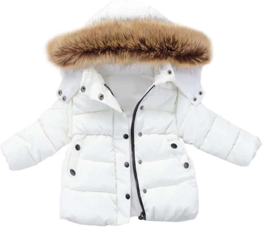 Toddler Girls Down Long Coat Hoodie Zip Puffer Snowsuit Windproof Thick Warm Winter Jacket for 2~11 Years