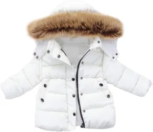 Toddler Girls Down Long Coat Hoodie Zip Puffer Snowsuit Windproof Thick Warm Winter Jacket for 2~11 Years