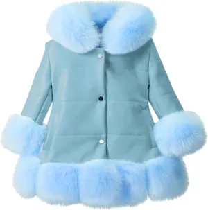 Toddler Girls Shaggy Faux Fur Outwear Coat Winter Leather Jacket Warm Fluffy Thick Outerwear Dress Coat Jacket