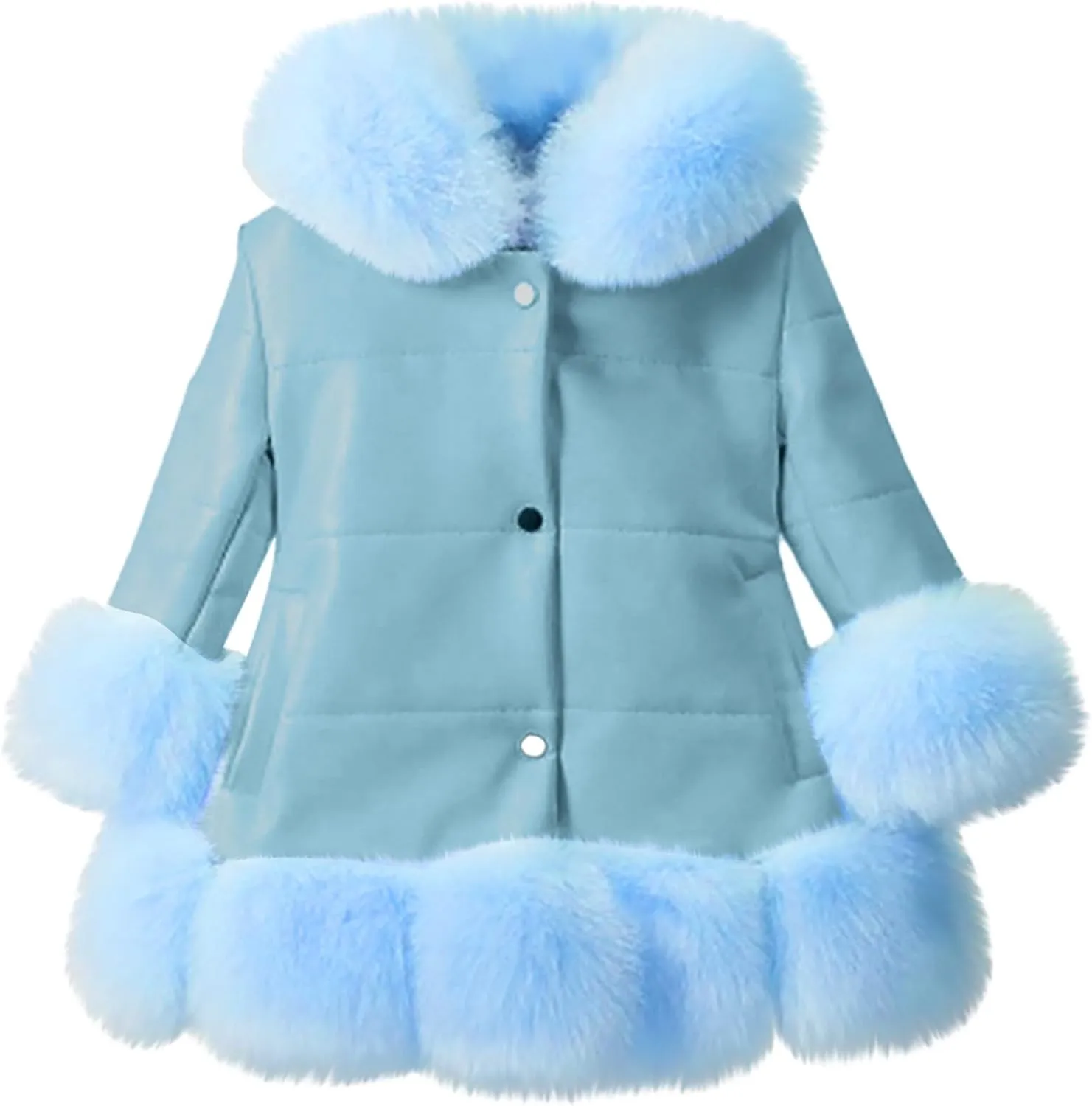 Toddler Girls Shaggy Faux Fur Outwear Coat Winter Leather Jacket Warm Fluffy Thick Outerwear Dress Coat Jacket