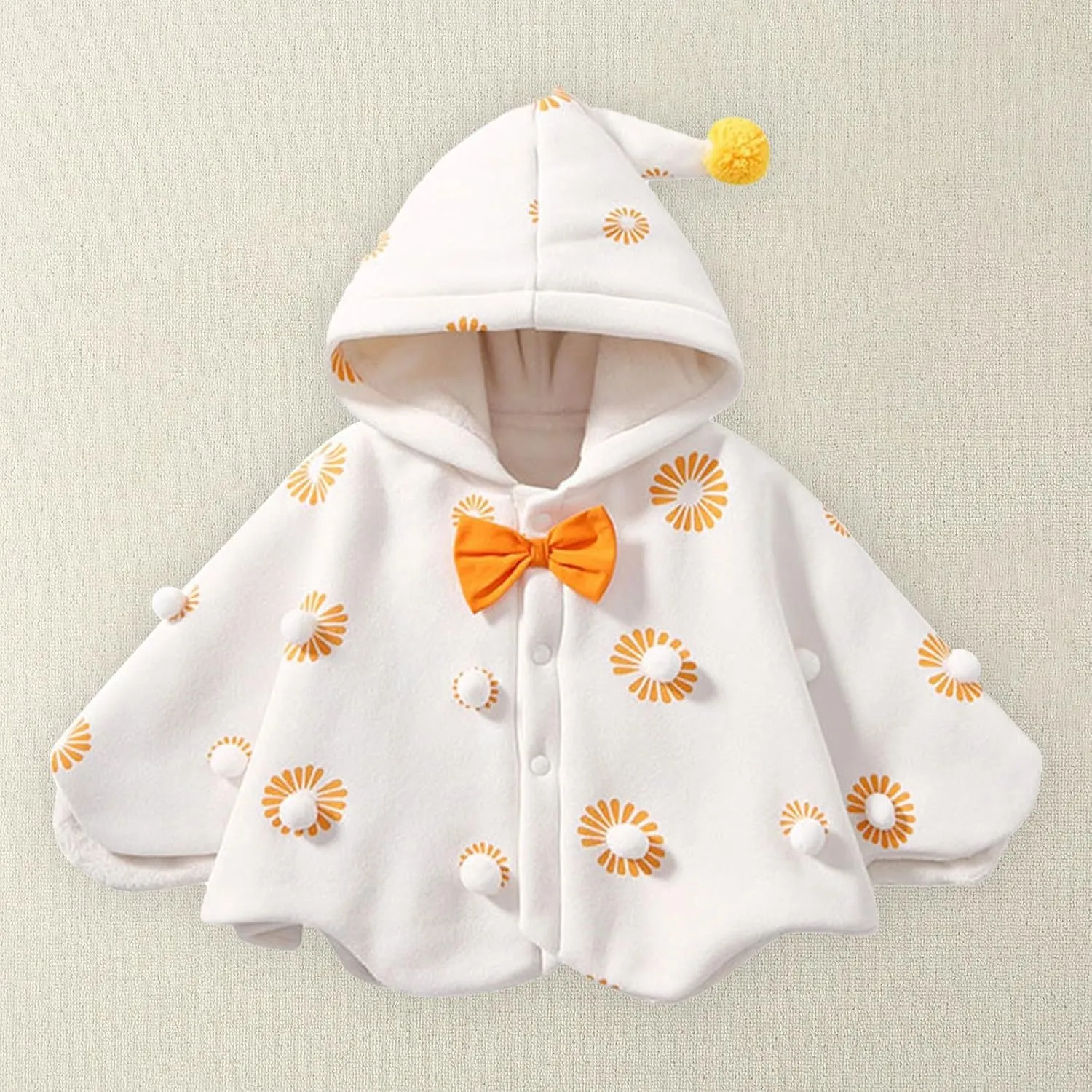 Toddler Hooded Poncho Cape Cloak Baby Girl Cute Cartoo Hoodies Coat Fleece Button Down Cape Jacket Outwear