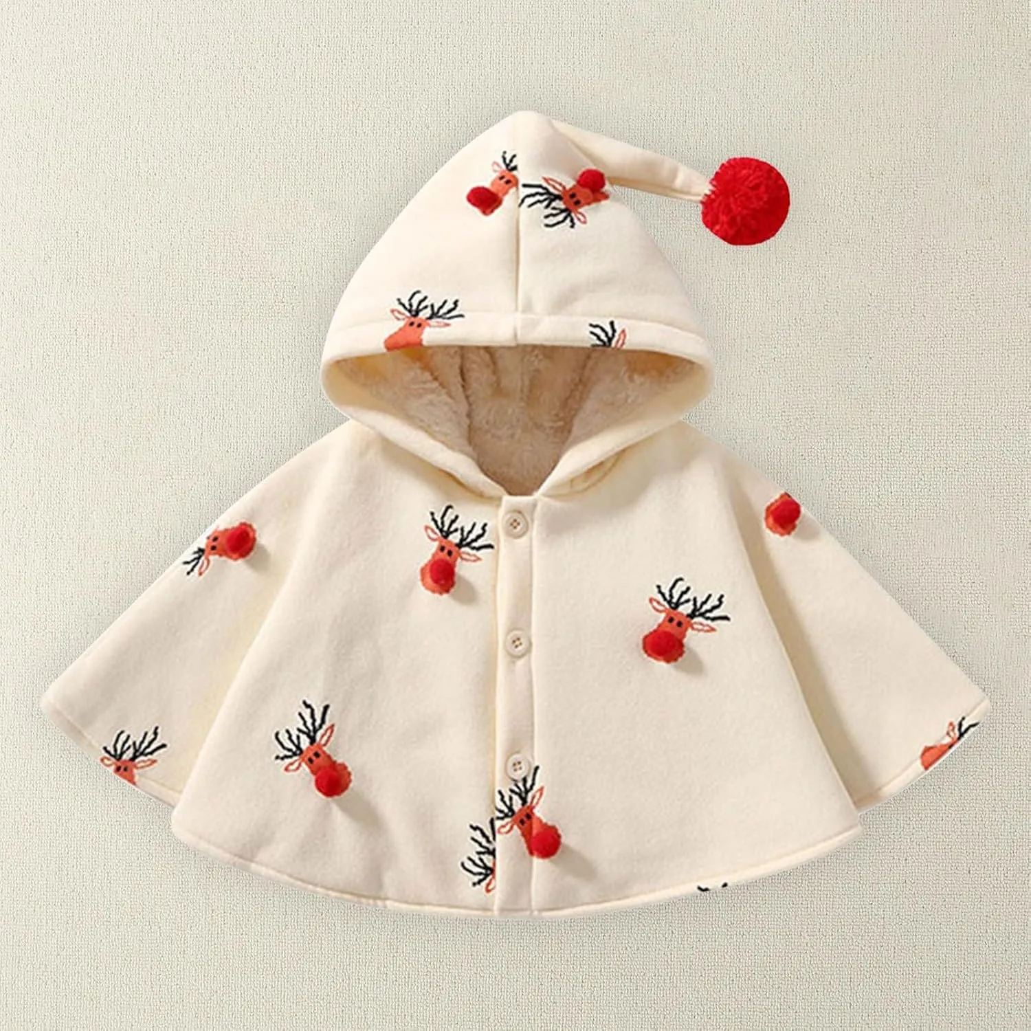 Toddler Hooded Poncho Cape Cloak Baby Girl Cute Cartoo Hoodies Coat Fleece Button Down Cape Jacket Outwear