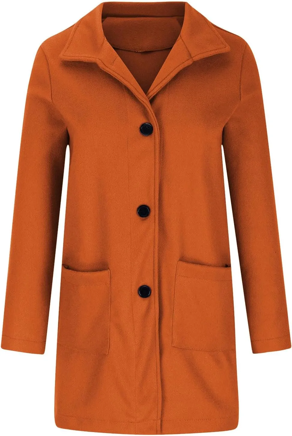 Trench Coat for Women Wool Blend Casual Coat Single Breasted Stand Collar Slim Fit Dressy Jackets with Pockets