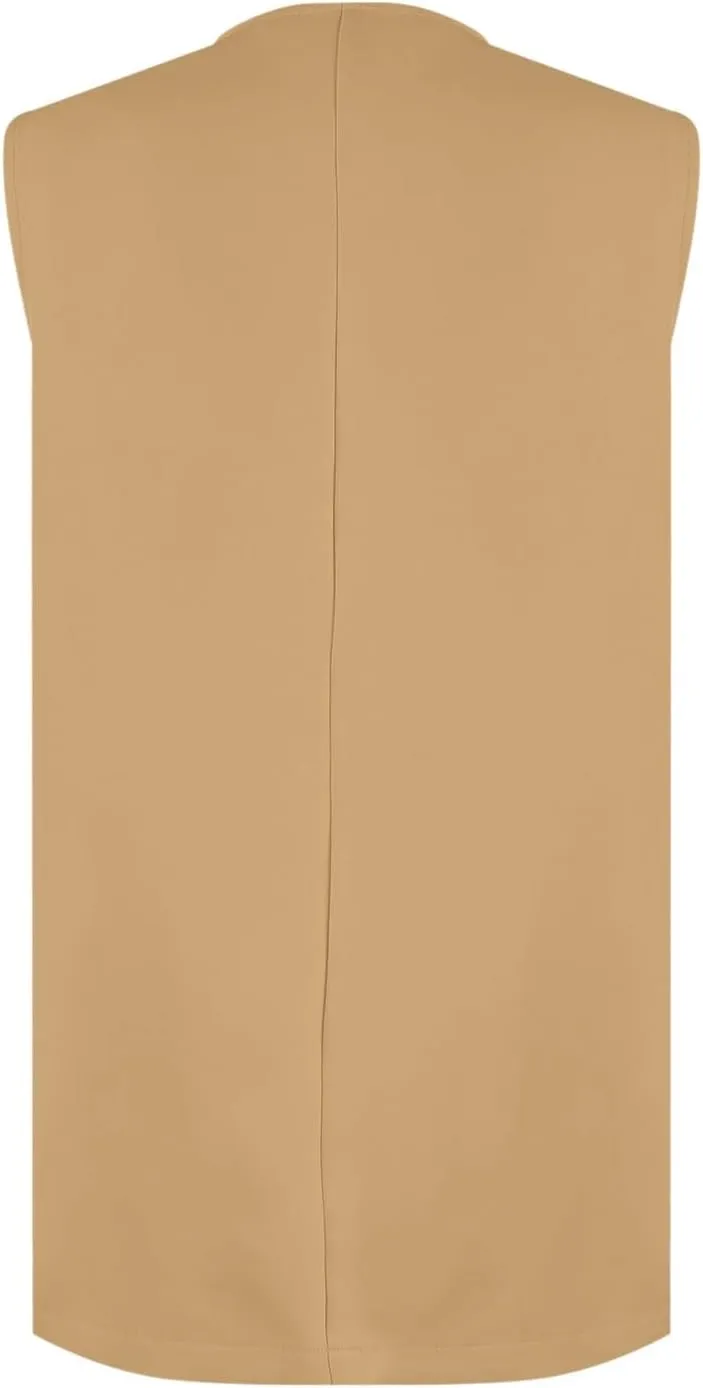 TWGONE Women's Sleeveless Blazer Jackets Summer Lightweight Single Button Waistcoat Open Front Work Office Vest Tops