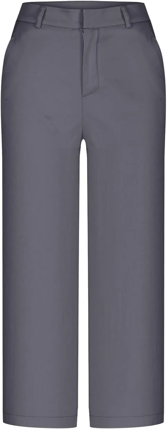 Twill Capri Pants for Women Casual Oversized Dress Pants High Waist Straight Leg Capris Dressy Office Cropped Trousers