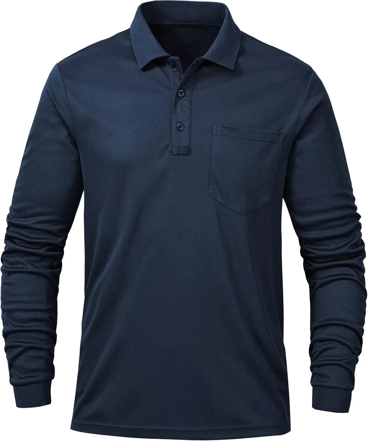 Tyhengta Men's Polo Shirt Long Sleeve Quick Dry Athletic Performance Shirts Pique Golf Shirt