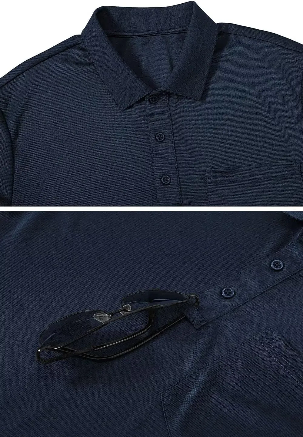 Tyhengta Men's Polo Shirt Long Sleeve Quick Dry Athletic Performance Shirts Pique Golf Shirt